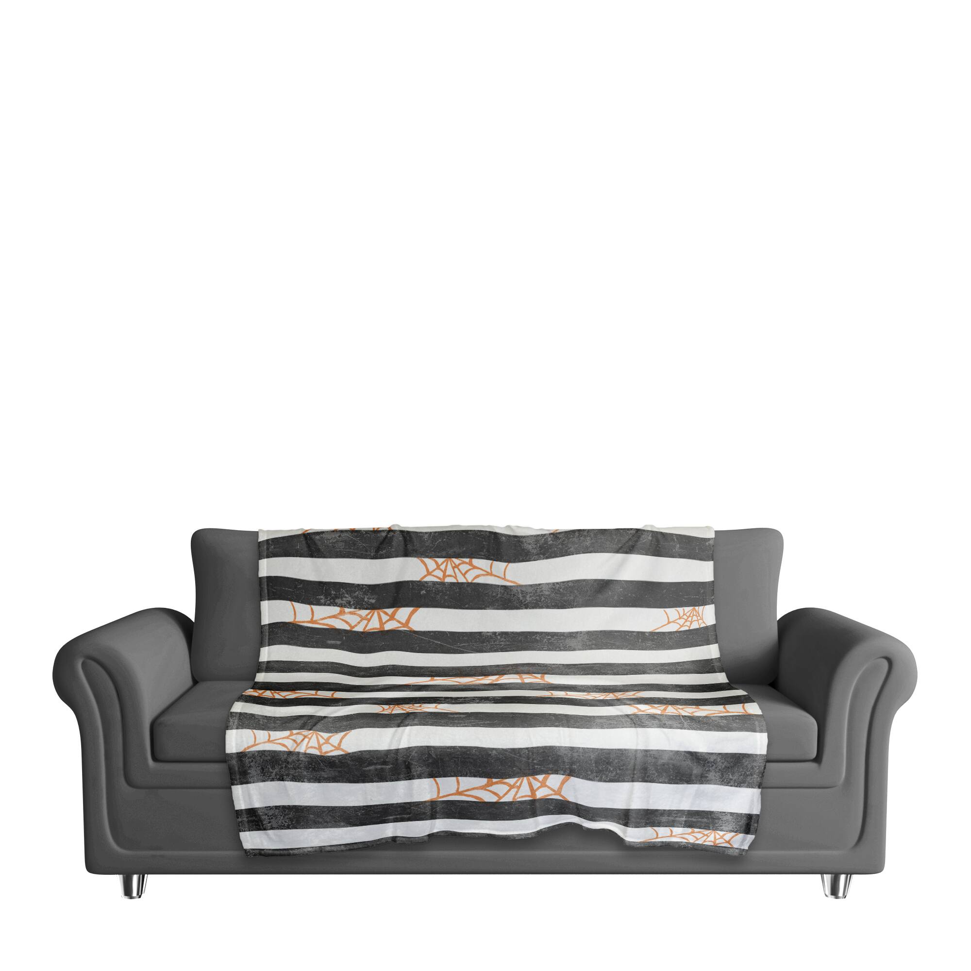 Spiderwebs & Stripes Fleece Throw